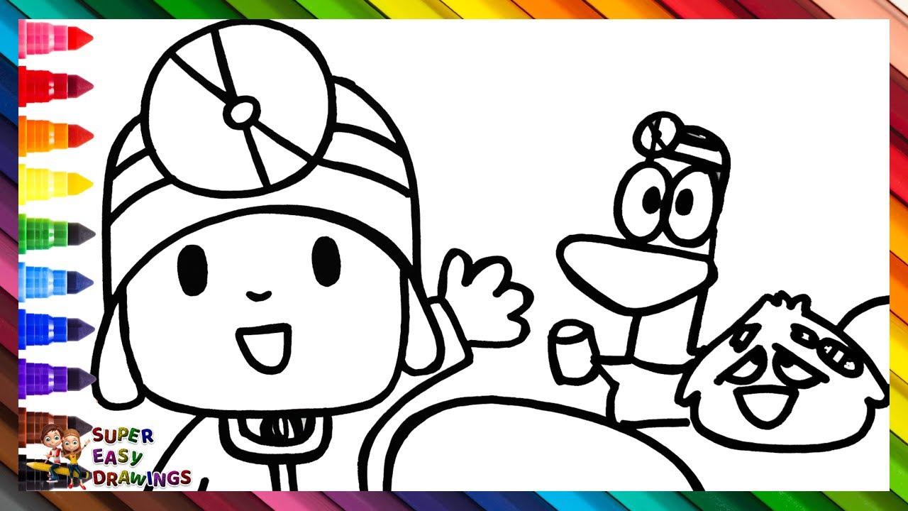 Draw and Color Dr Pocoy&oacute; and Dr Pato Treating Birdie 👶🦆🐦🩺 Drawings for Kids