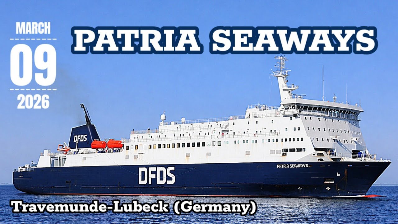 PATRIA SEAWAYS leaves the port of Travemunde-Lubeck (Germany)