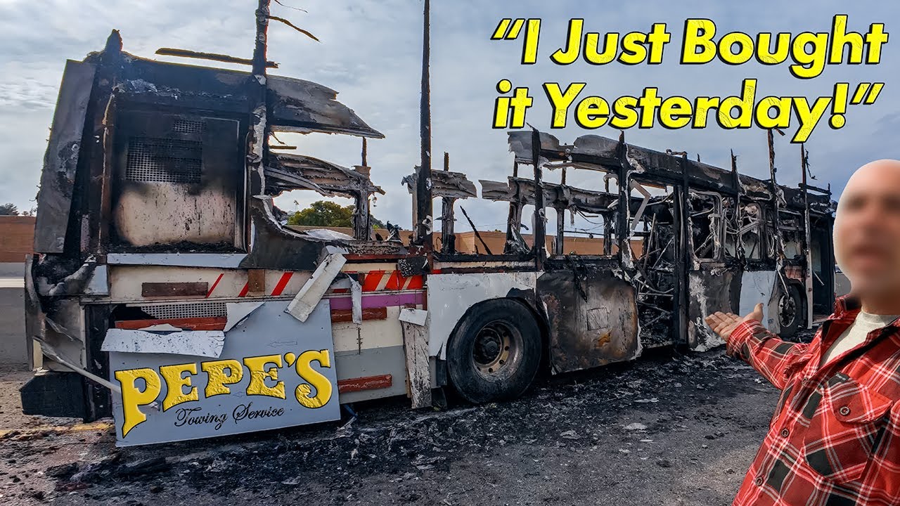 Bus Burned to a Crisp on Freeway (HOT RECOVERY)