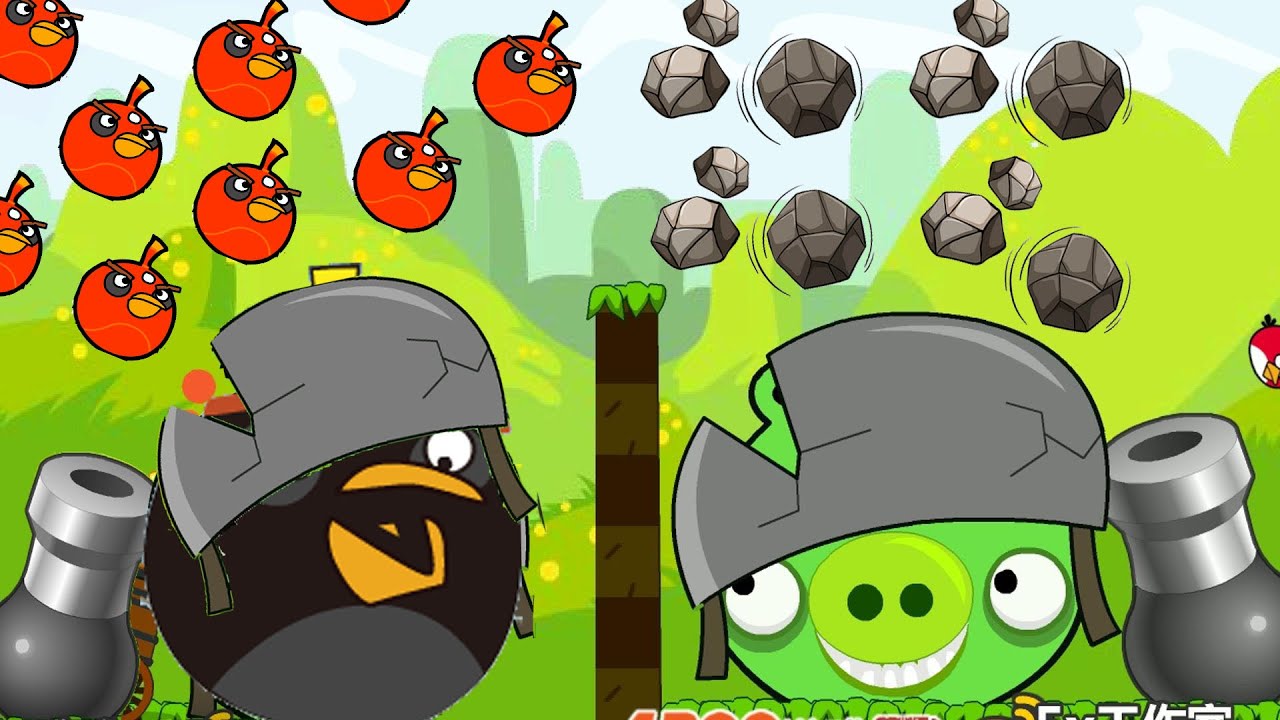 Angry Birds Cannon Collection 2 - FORCE ALL MASSIVE STONE ON GIANT PIGS BY EXPLODING BOMB BIRD!