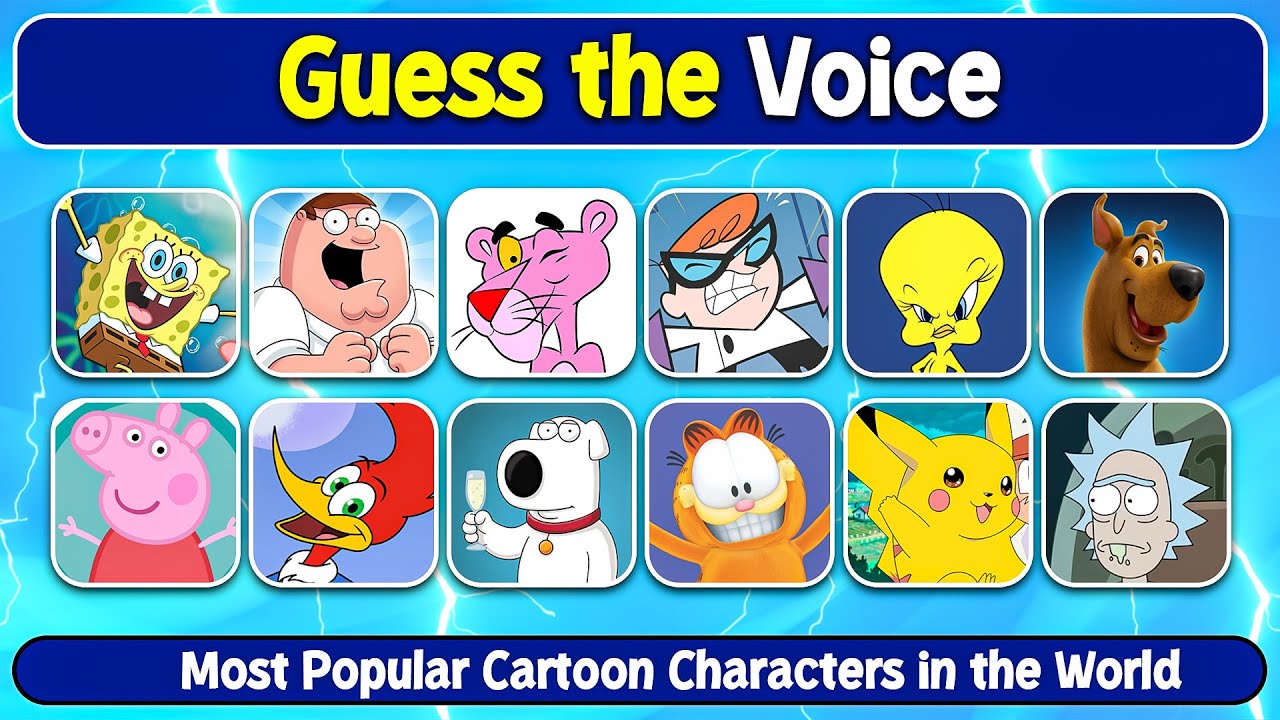 Guess the Voice | 40 Most Popular Cartoon Characters in the World | Sponge Bob, Family Guy, & more..