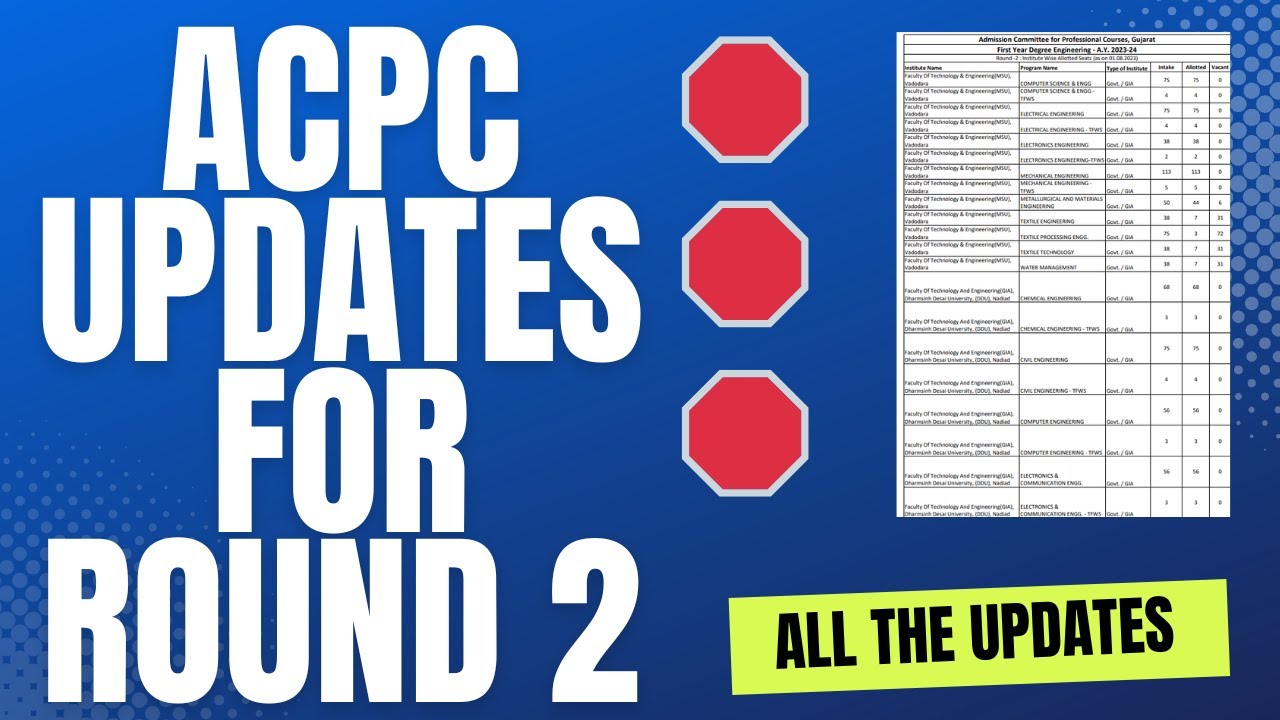 🛑🛑🛑ACPC UPDATES FOR ROUND 2