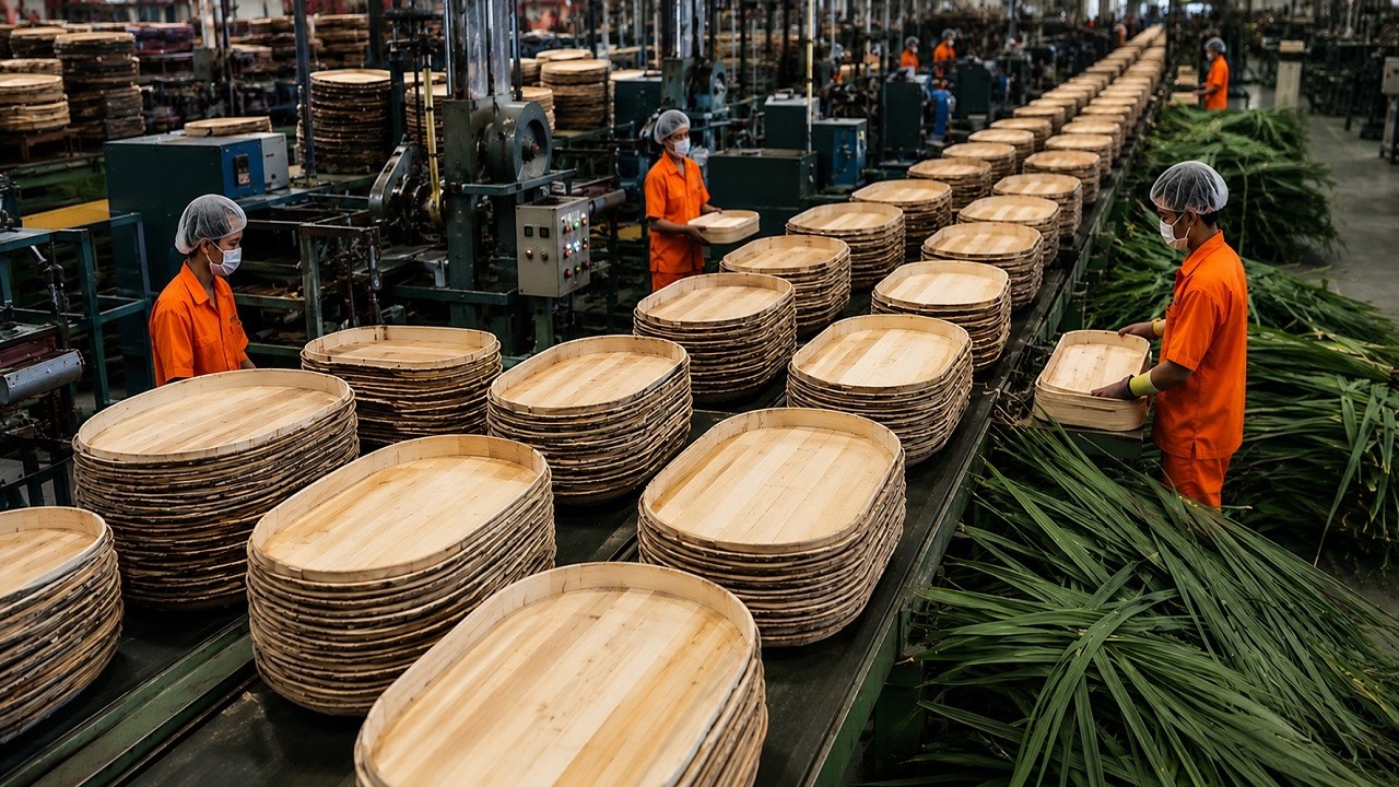 Inside the Giant Factory Making Biodegradable Palm Leaf Plates & Trays