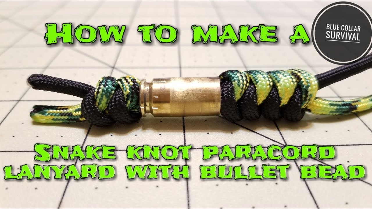 How to make a snake knot paracord lanyard with .40 cal bead