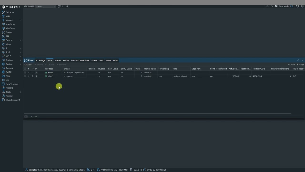 How to Bridge MikroTik Ports for ISPMan Billing | Step-by-Step Beginner Guide