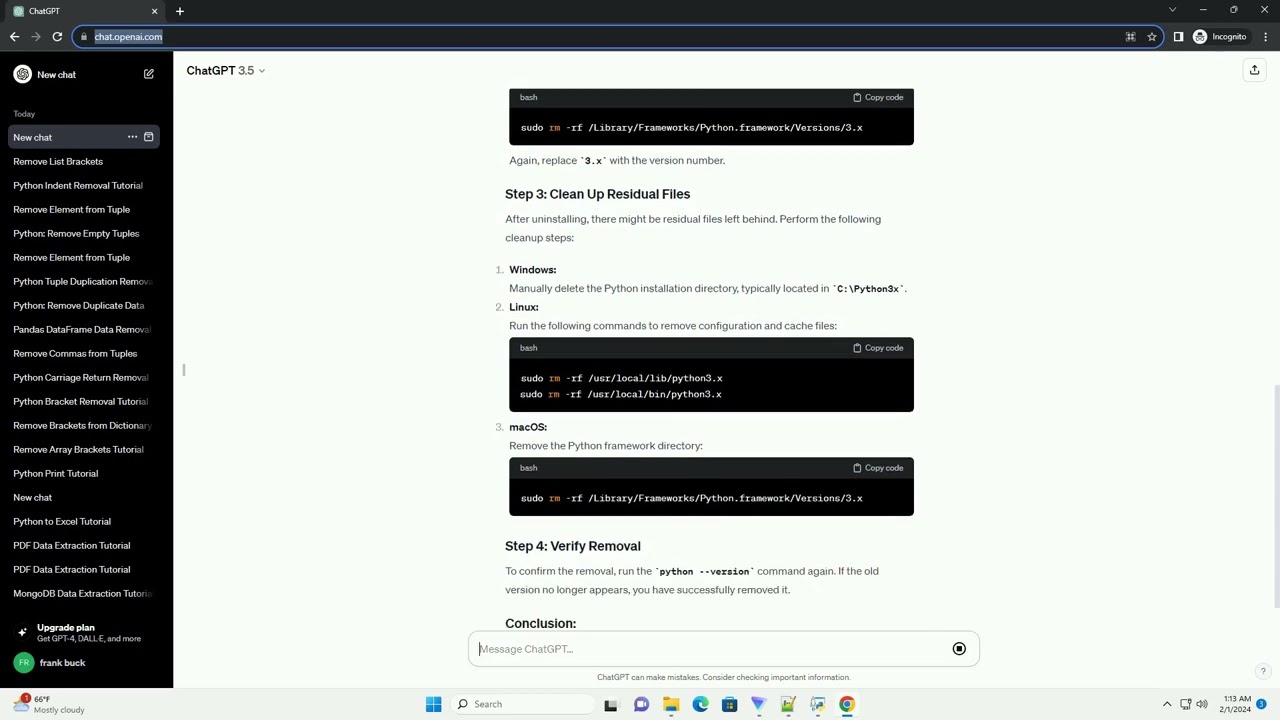 how to remove old version of python