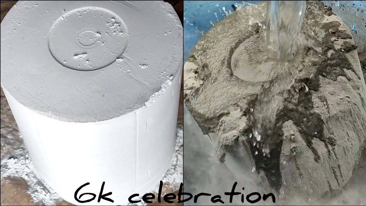 ASMR: #6k celebration part-1/dusty softy huge buckets of white+grey cement crumbling+all in one 🤤
