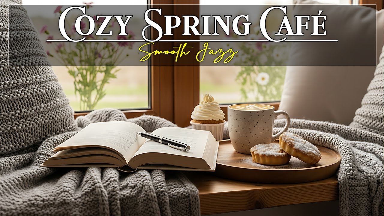 Cozy Spring Café Ambience 🌼☕ Smooth Jazz for Focused Work & Gentle Day Calm
