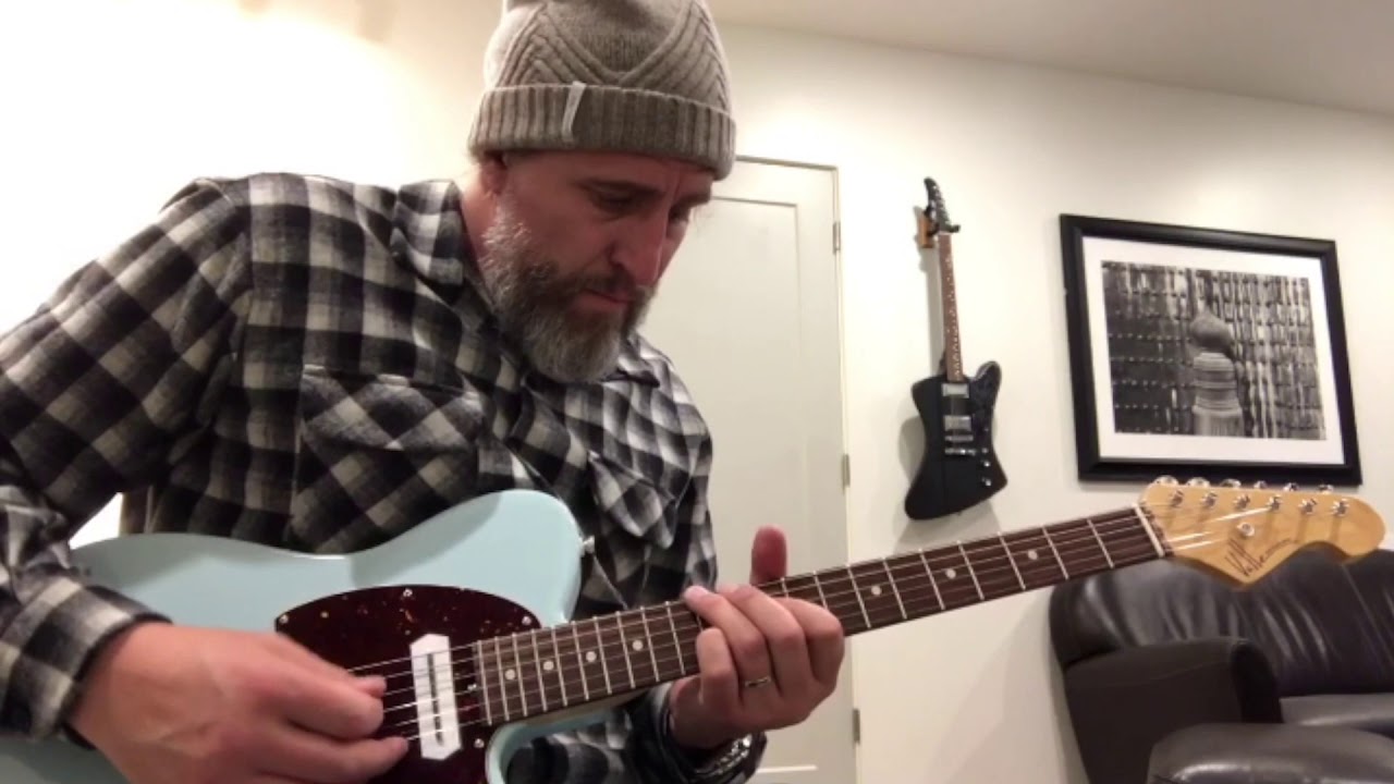 Corey Christiansen trying his new Valle Tele (2019)