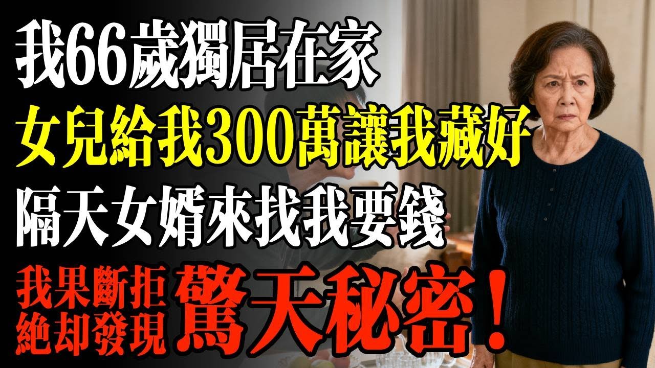 我66歲獨居在家，女兒給我300萬讓我藏好，隔天女婿來找我要錢，我沒給卻發現驚天祕密！#幸福 #人生 #故事 #老年 #退休後 #情感 #人生感悟 #養生 #哲理 #老年生活