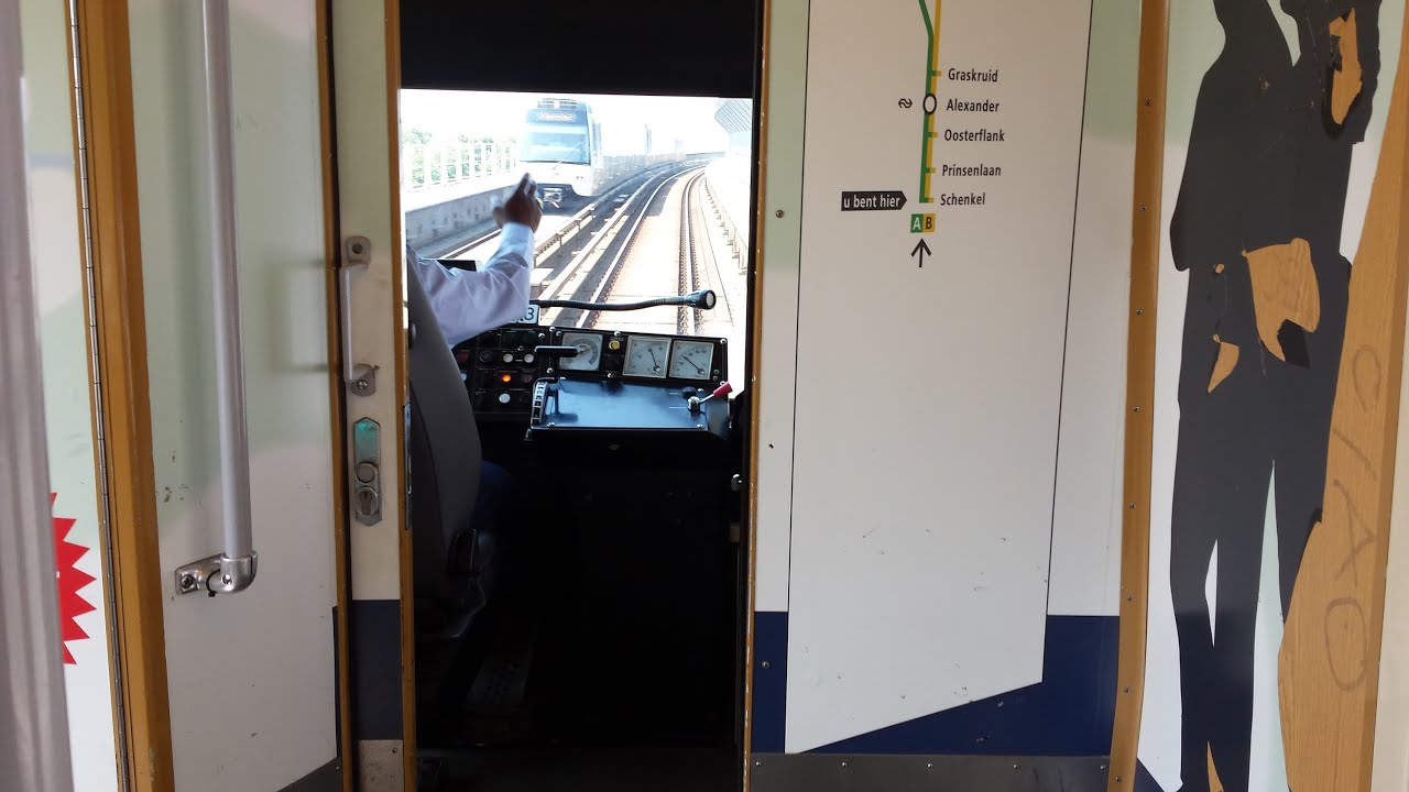 RET Metro Type T (5239) cabinerit tussen Eendrachtsplein & Schiedam Centrum + vertrek