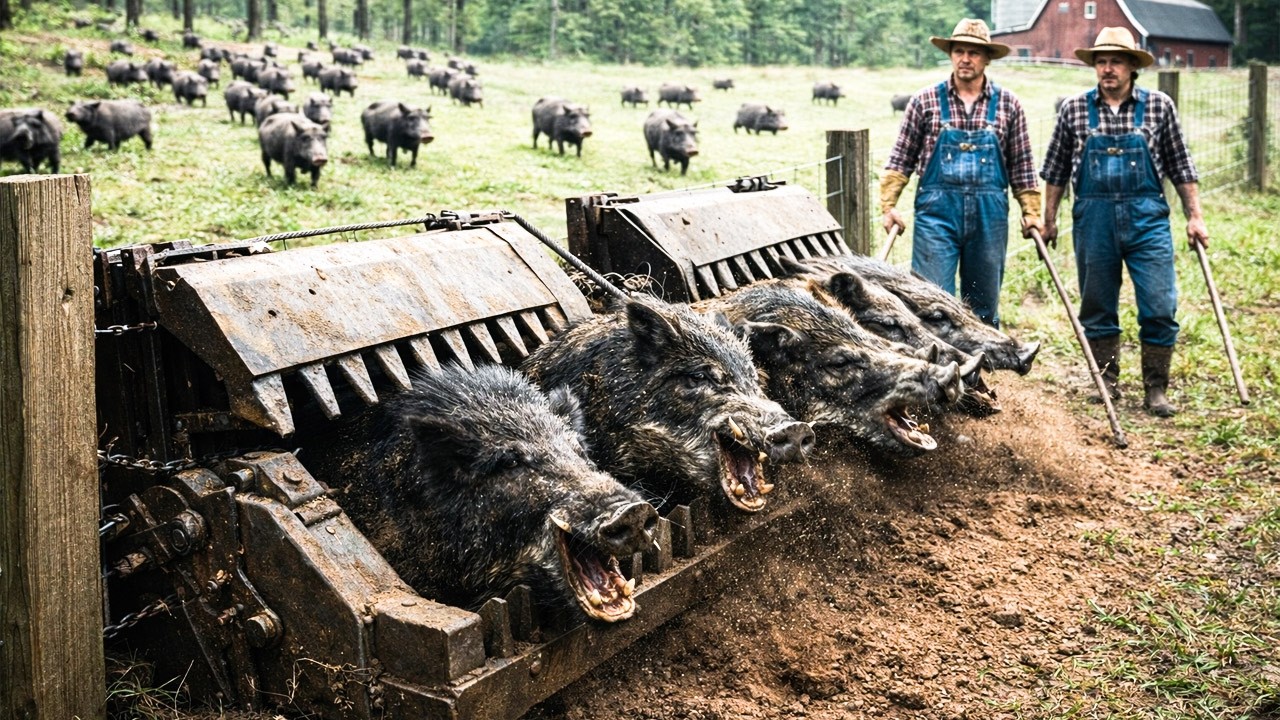 Unglaublich! Wildschweine gestoppt, bevor sie den Bauernhof erreichen
