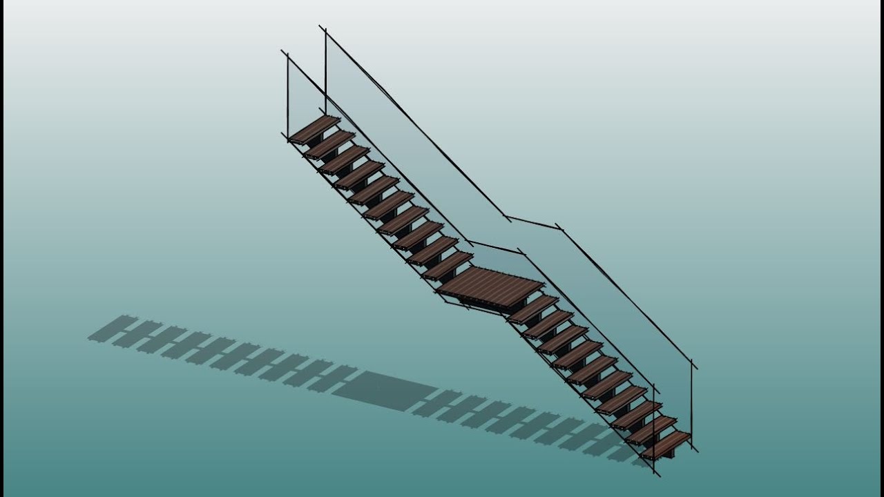 Revit Tutorial (Day 131) - Stairs with Middle Support and Glass Railing