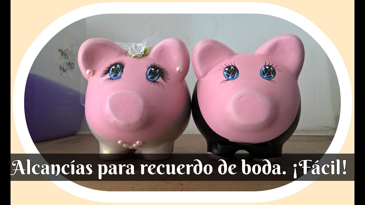 Pinta cerámica: Alcancías de cerditos para boda