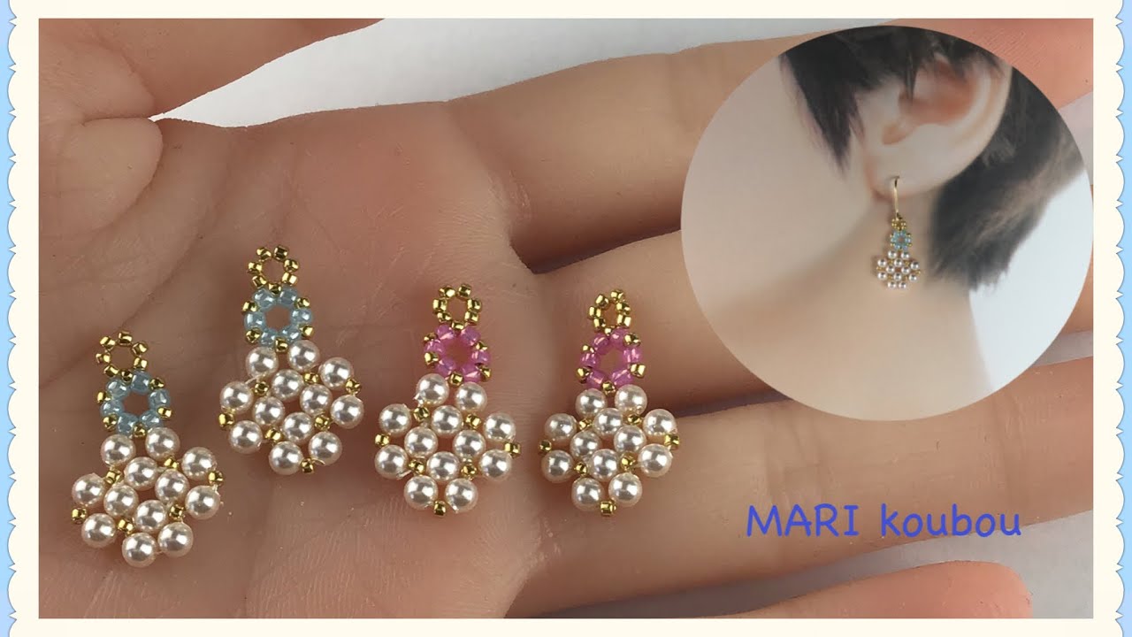 Серьги из жемчуга 3 мм и бисера