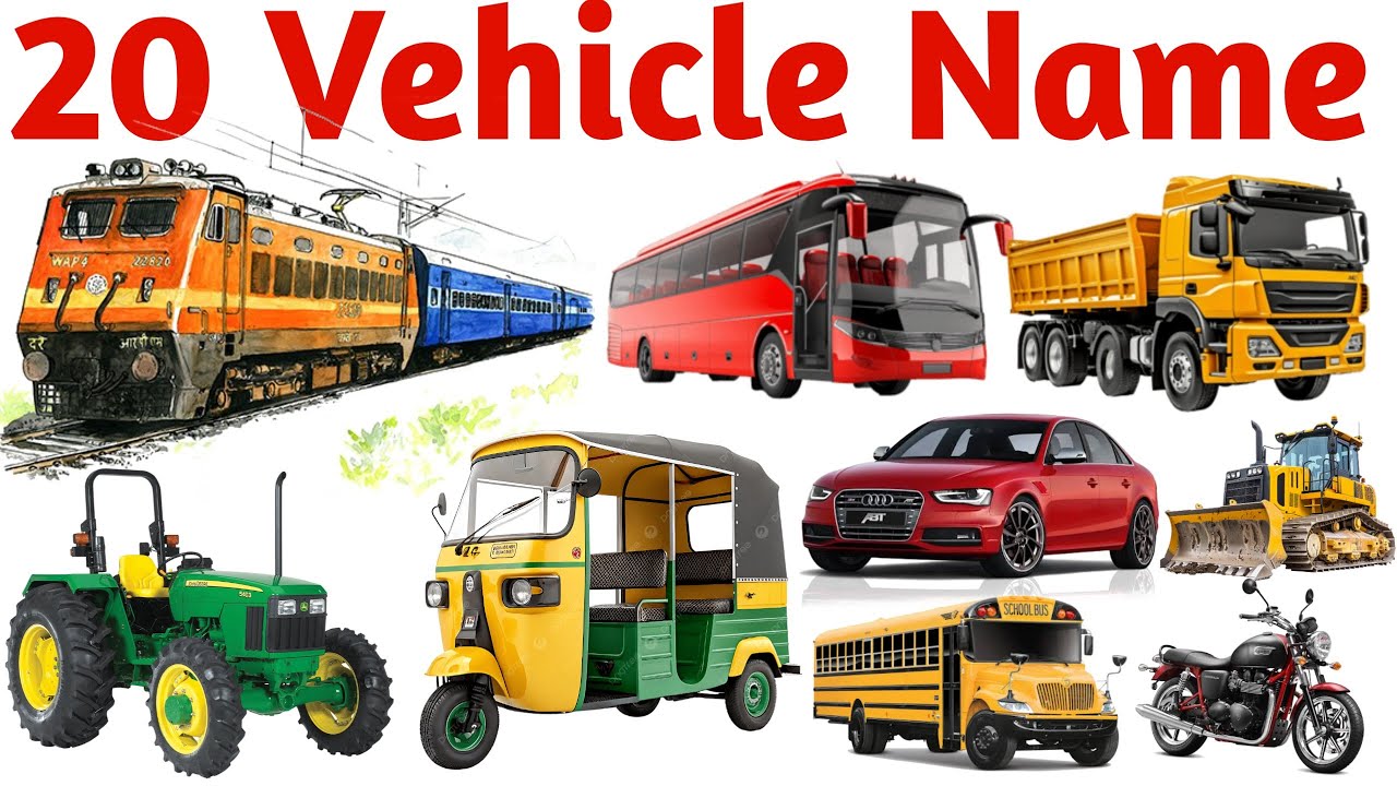 20 निर्माण वाहन नाम सीखें बच्चों के लिए | Learn 20 Construction Vehicle Names for Kids with Pictures