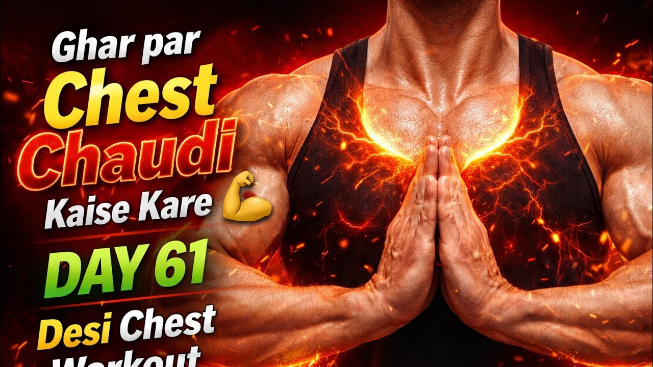 Ghar par Chest Chaudi kaise kare💪Day 61Desi Chest Workout