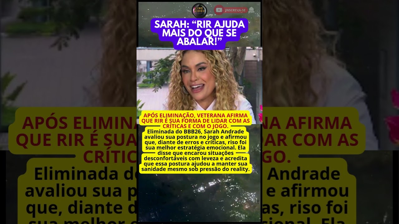 SARAH ANDRADE DIZ QUE &ldquo;O MELHOR &Eacute; RIR&rdquo; AO REFLETIR SOBRE SUA POSTURA NO BBB26