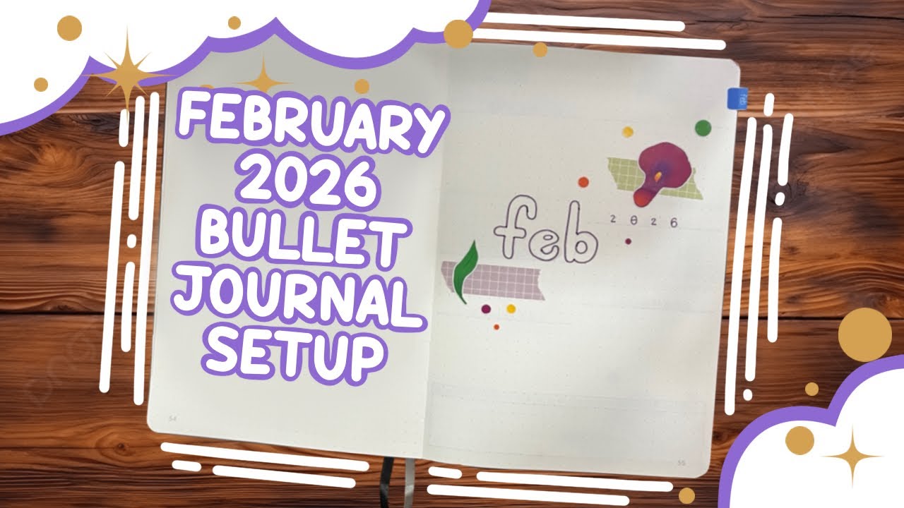 February 2026 Bullet Journal Setup | 🪻Purple Flower Theme 🪻