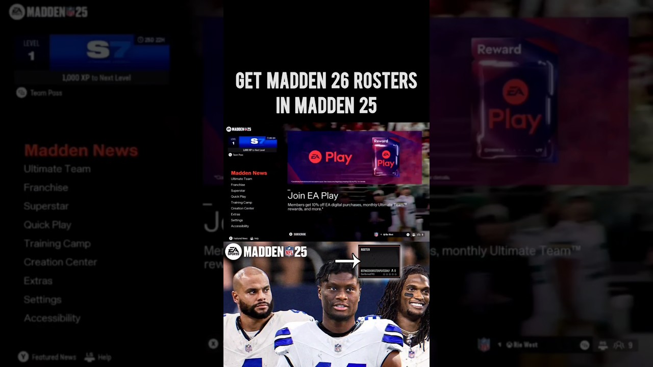 GET MADDEN 26 ROSTERS IN MADDEN 25‼️FULL VIDEO ABOVE☝🏼 #easports #madden #nfl #football #sports #fyp