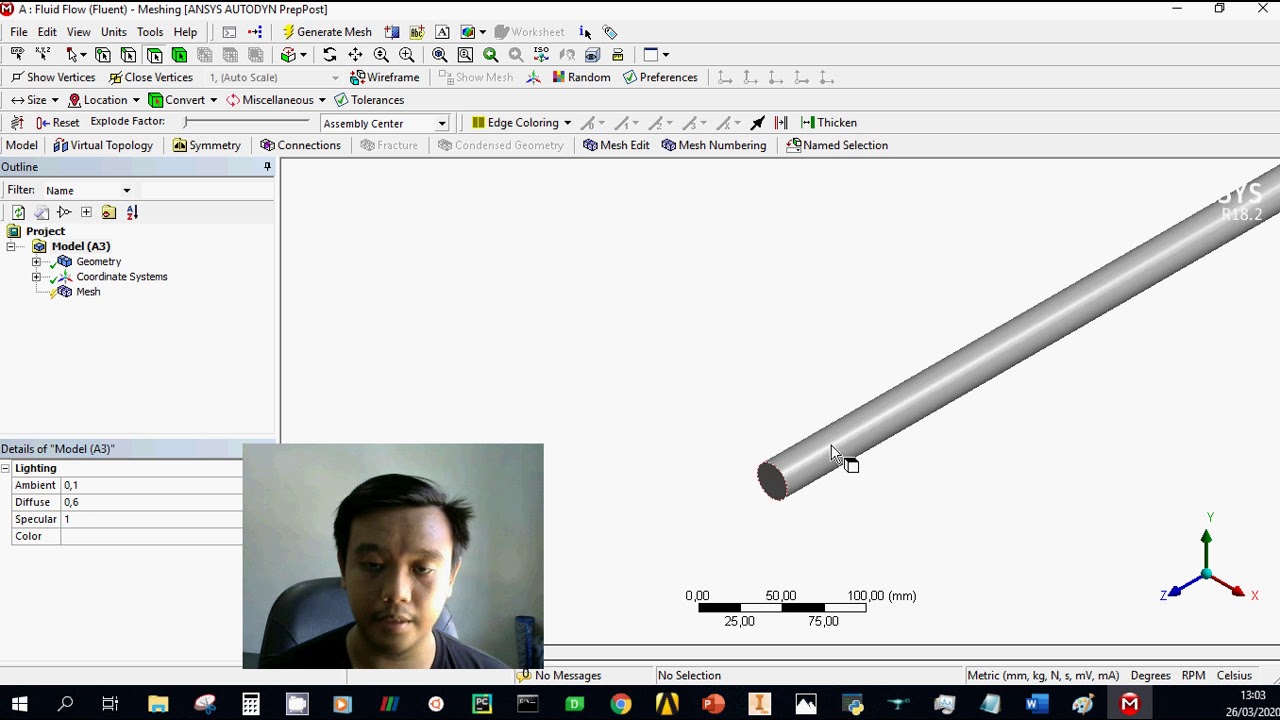 basic ANSYS FLUENT tutorial flow in pipe (part 2): making mesh using ANSYS Meshing