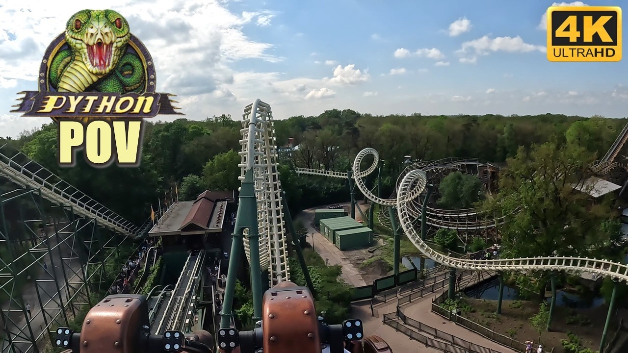 Python POV (Back Row, 4K 60FPS), Efteling Vekoma Looping Coaster | Non-Copyright