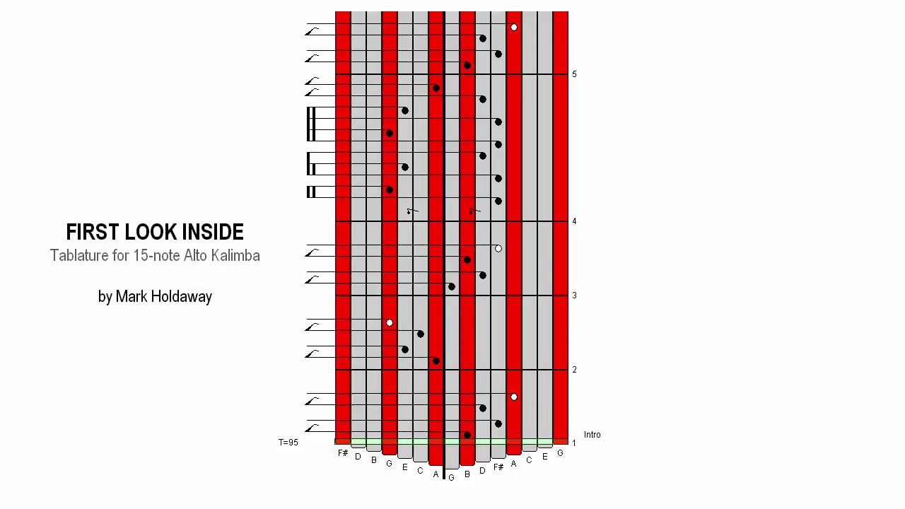 First Look Inside  (by Mark Holdaway) -  tablature for Alto Kalimba