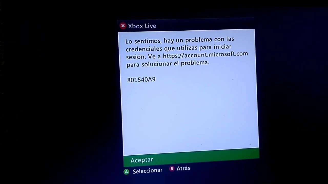 Solucionar problemas de credenciales en xbox 360