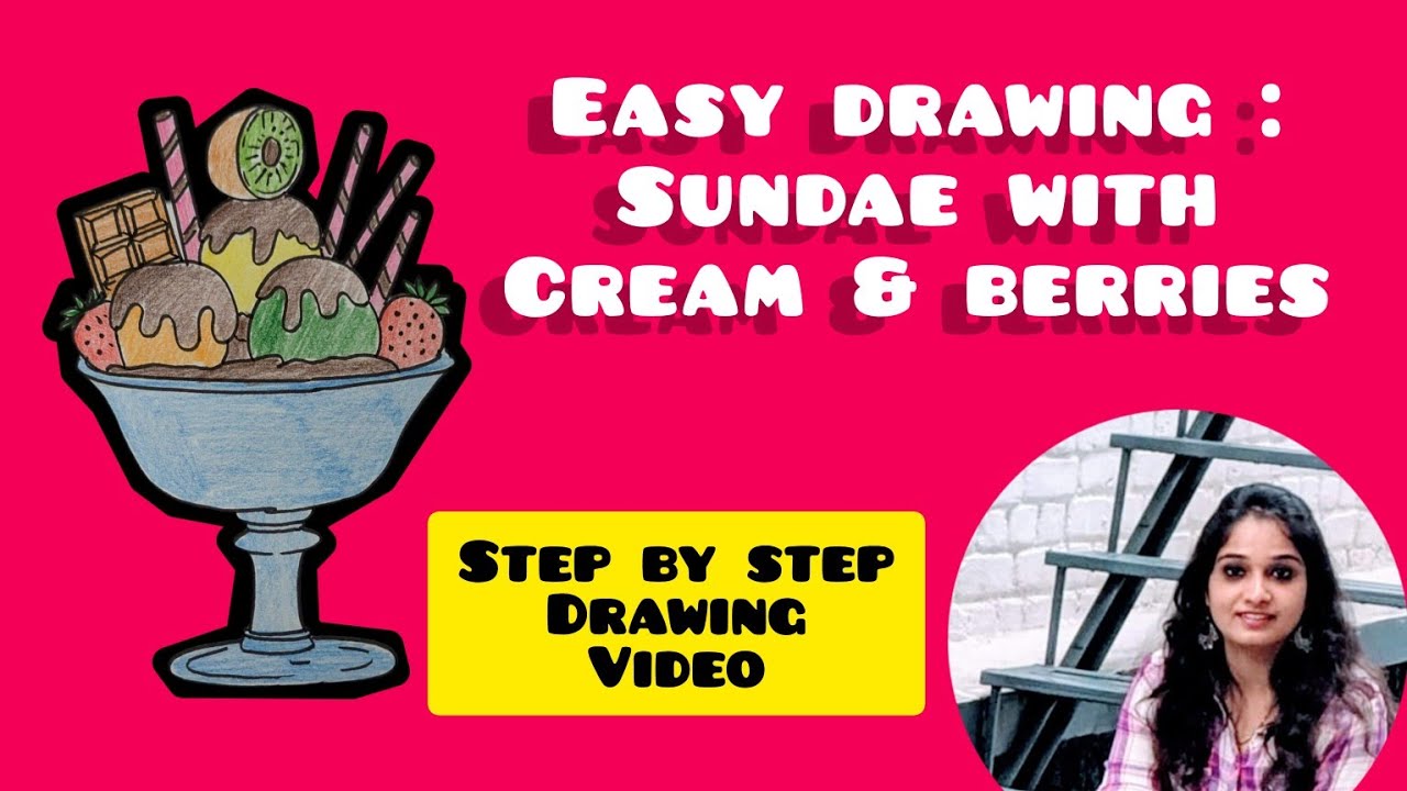 Easy Drawing : Sundae with Cream and Berries | Step by Step Tutorial | @KalakritArtStudiobyKanika 