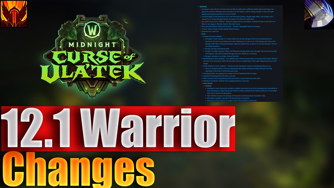 12.1 Warrior Changes, Tier sets and more! / Week 1