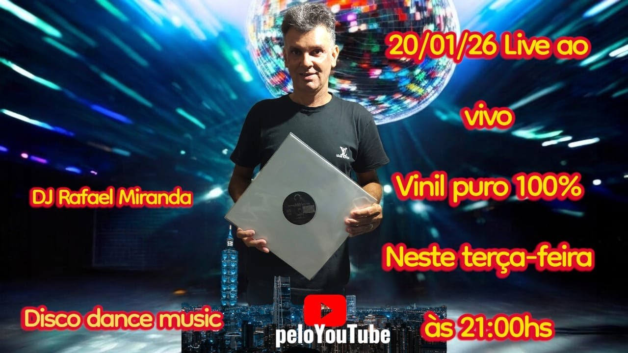 Hoje 20 /01/26 tem Live às 21:00horas pelo YouTube vinil puro 100% anos 90 e 2000 Eurodance
