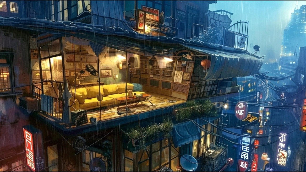 Midnight Neon City 🌧️ Lofi Beats to Relax/Study/Sleep - Chill Rainy Night Vibes