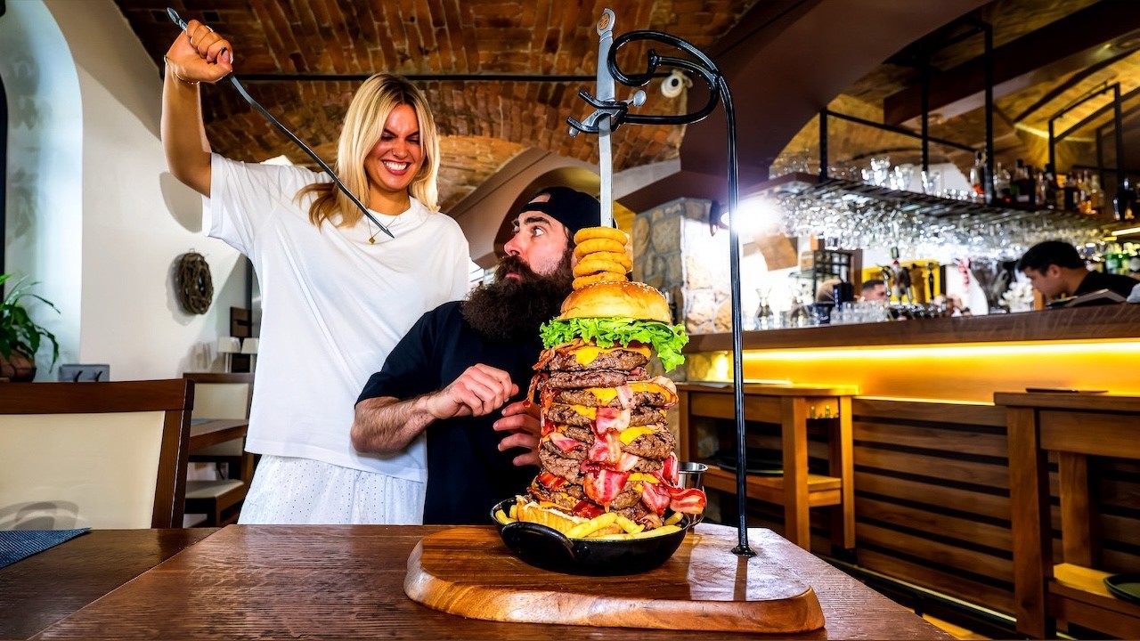 WIN A SWORD IF YOU CAN BEAT SLOVENIA'S BIGGEST BURGER FAST ENOUGH! | BeardMeatsFood