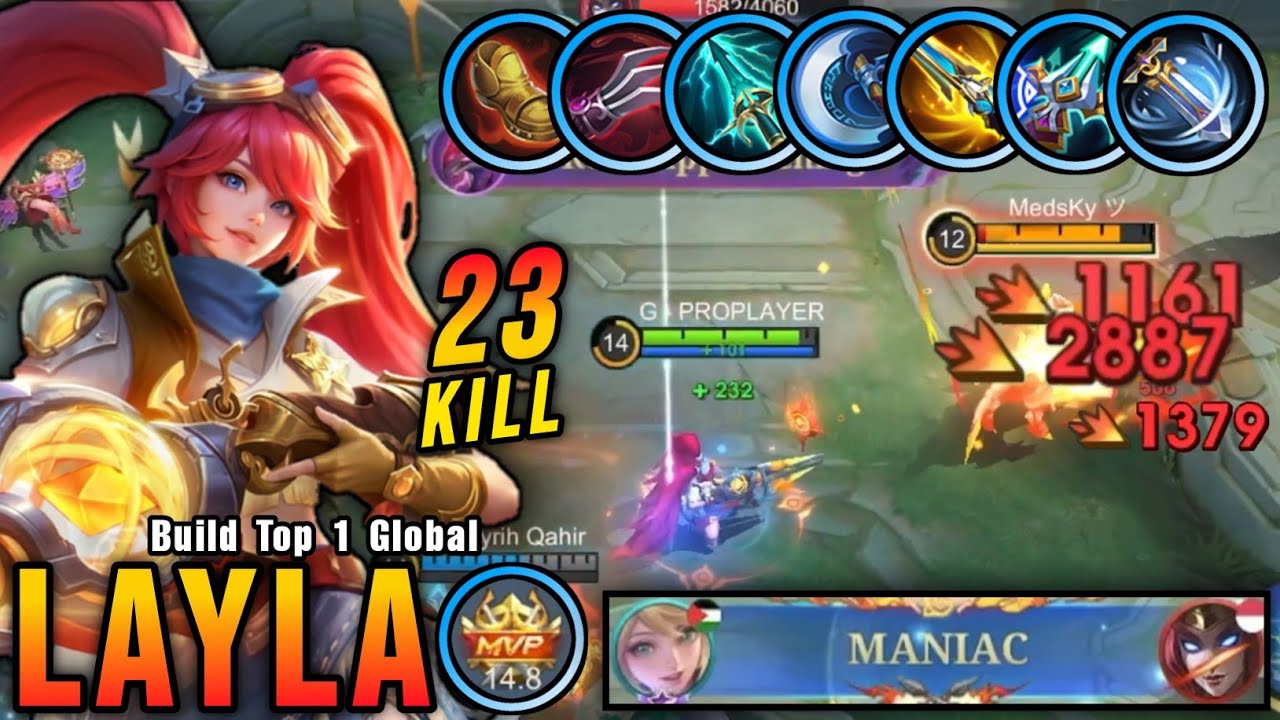 23 Kills + MANIAC!! Insane DMG Layla Real Monster Gold Laner!! - Build Top 1 Global Layla ~ MLBB