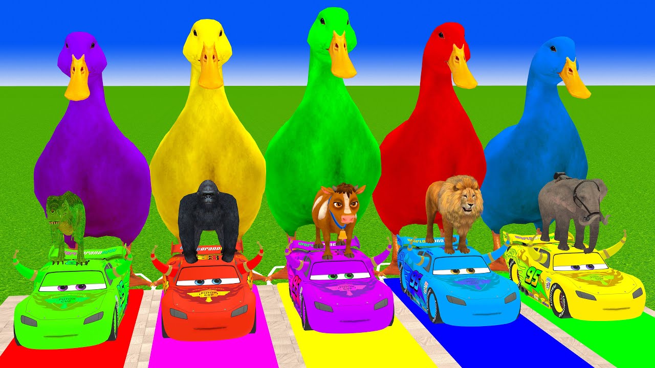 Long Slide Game with Cow Elephant Gorilla Hippopotamus Tiger 3d Animal Game Funny 3d Animals