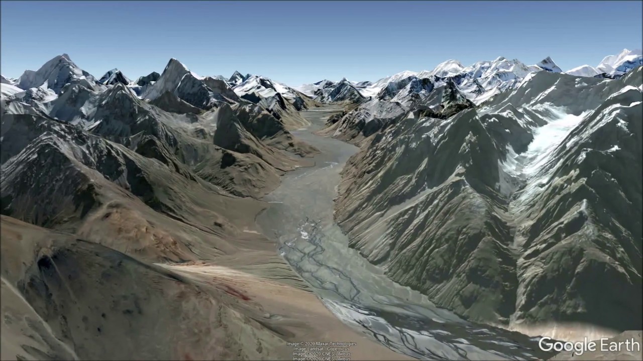 Karakoram spectacular flying tour in Google Earth with updated imagery