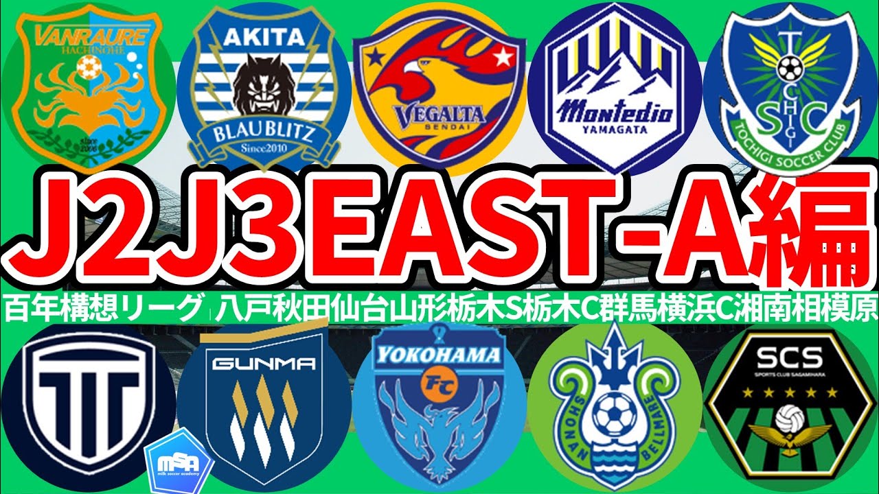 【百年構想リーグ戦力確認│J2J3EAST-A編※01/12深夜収録時点】超絶補強大爆発の栃木シティが湘南&横浜FC&ライバル栃木SC撃破狙う│堅牢型八戸/秋田/仙台と前進山形/群馬&少数精鋭相模原