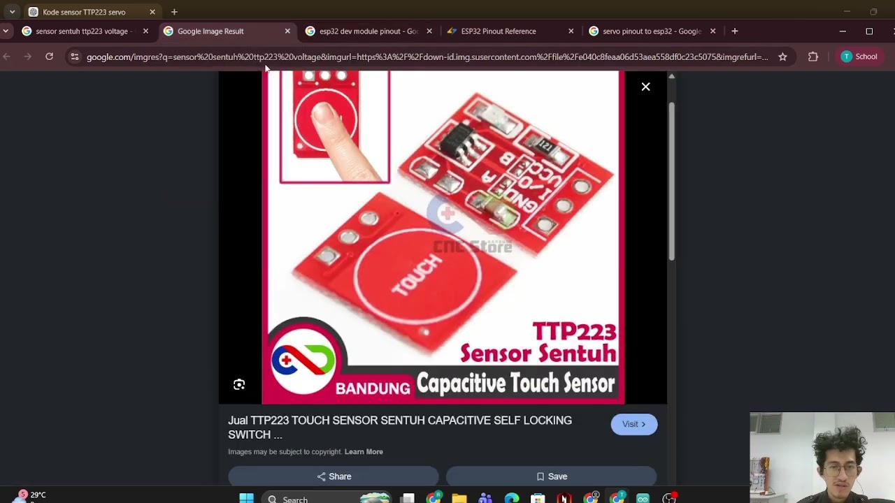 Menggerakkan Servo menggunakan Sensor TTP223