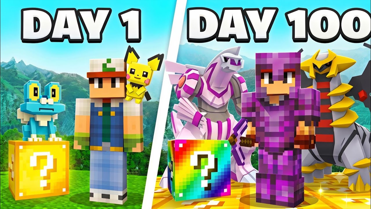 I Survived 100 Days in LUCKY BLOCK Cobblemon in Minecraft