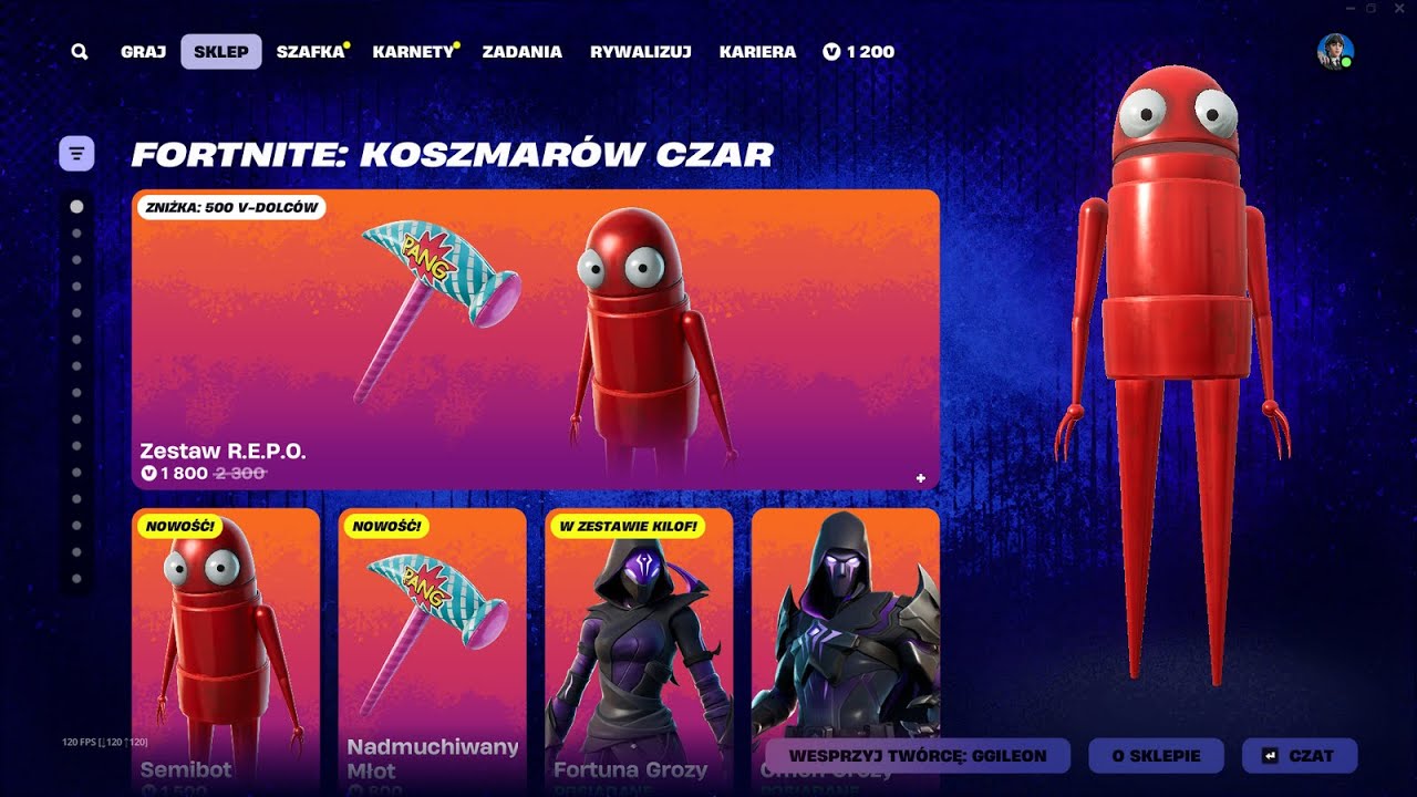 SKLEP FORTNITE 26.10.2025 *NOWE SKINY SEMIBOT I LADY ZŁOTKA, SARAH CONNOR, JACK SZKIELETON*