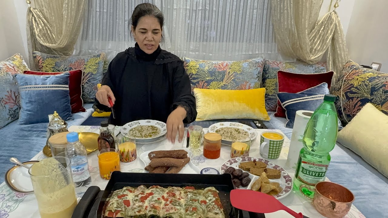 مائدة صيام 4 رمضان كريب بدون دقيق مالح وحلو معمرين شوربة ايبلي عصير تقوية الذاكرة