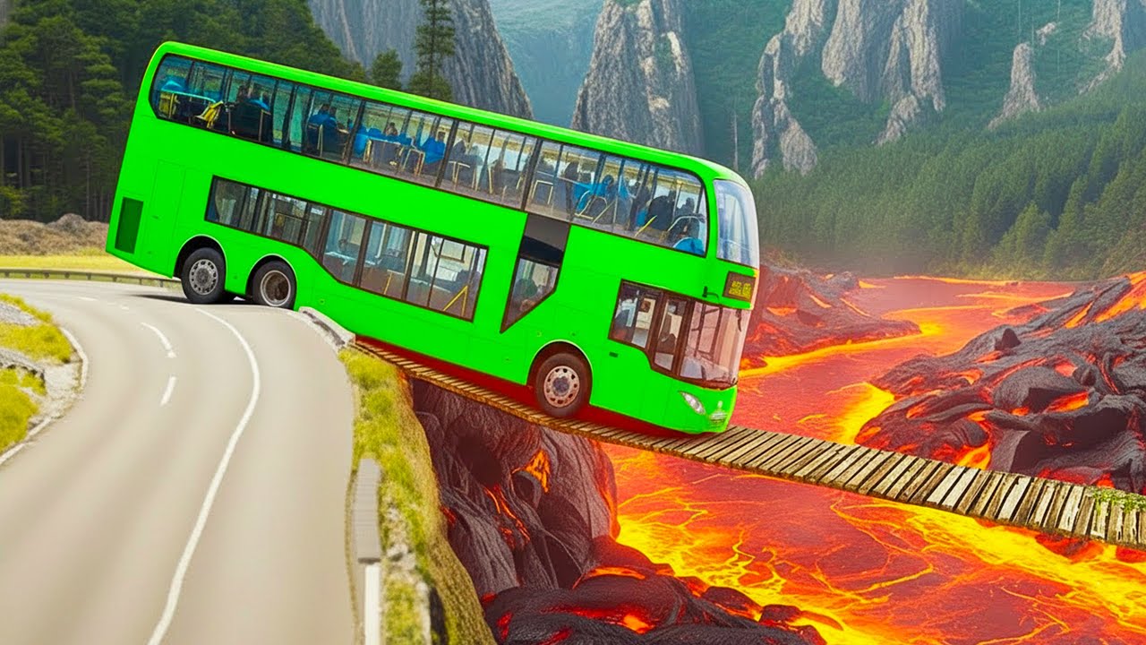 Cars vs Suspension Bridge Challenge in BeamNG Drive!