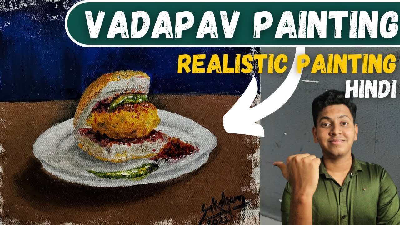 How to Draw a Vadapav | Realistic Painting | Step by Step | Street Food India | ( HINDI ) | 2022