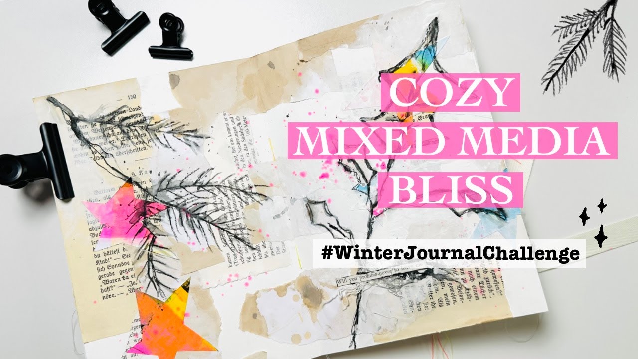Cozy Winter Vibes in My Artjournal | Mixed Media Process | #WinterJournalChallenge