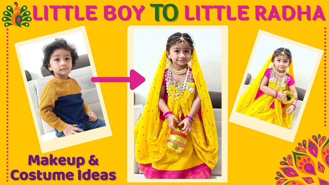 LITTLE RADHA Dress up | Little Radha Makeup and Costume Ideas | How to Dress up Kid as Little Radha