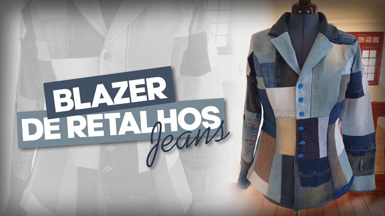 DIY. Como fazer blazer jeans em patchwork.