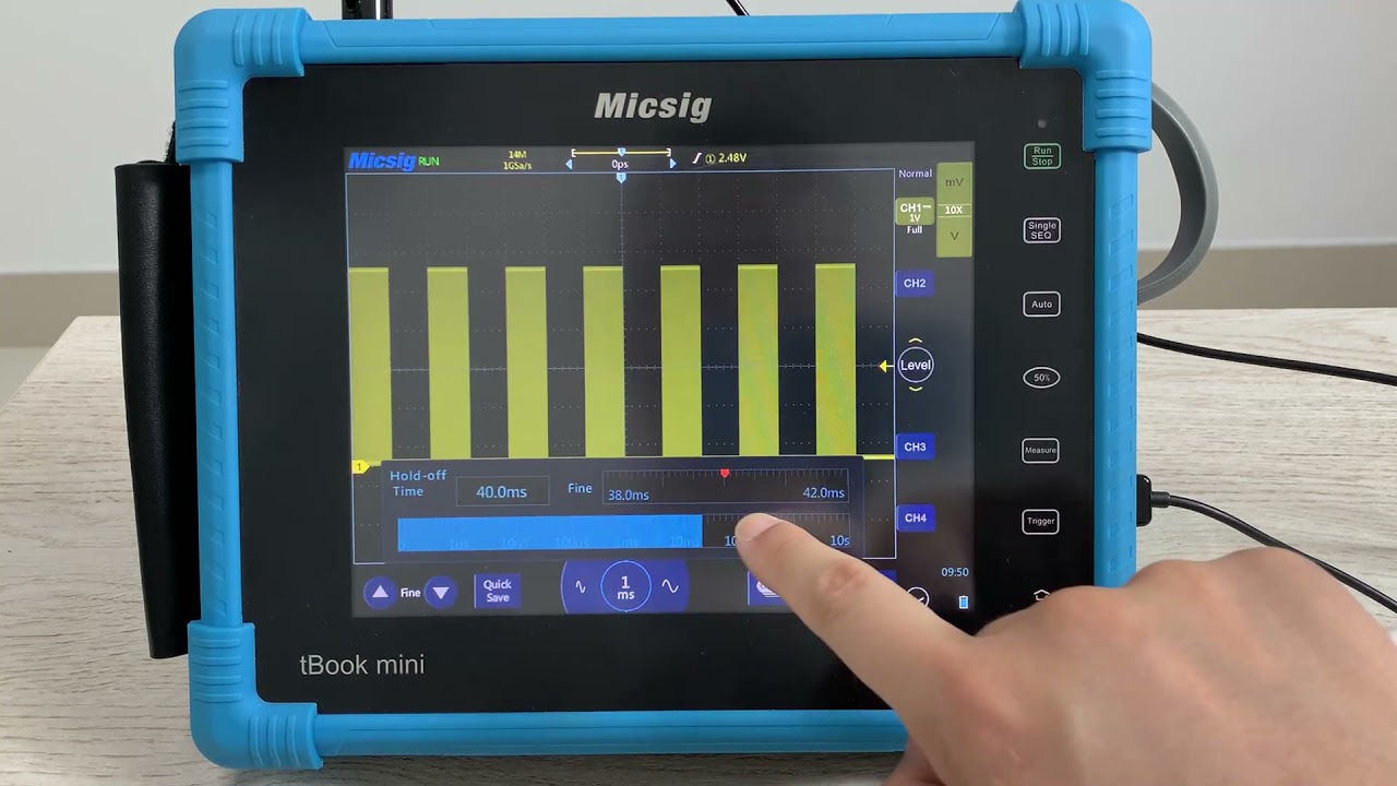 Micsig Tablet Oscilloscope Hold off Time Function Help to Stablize the Waveform
