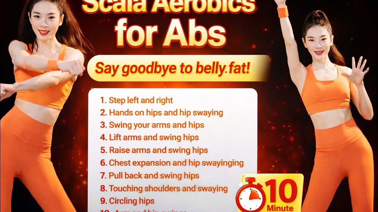 Scala Aerobics Full Workout for Abs | 10-Minute Belly Fat Burn Dance Cardio at Home