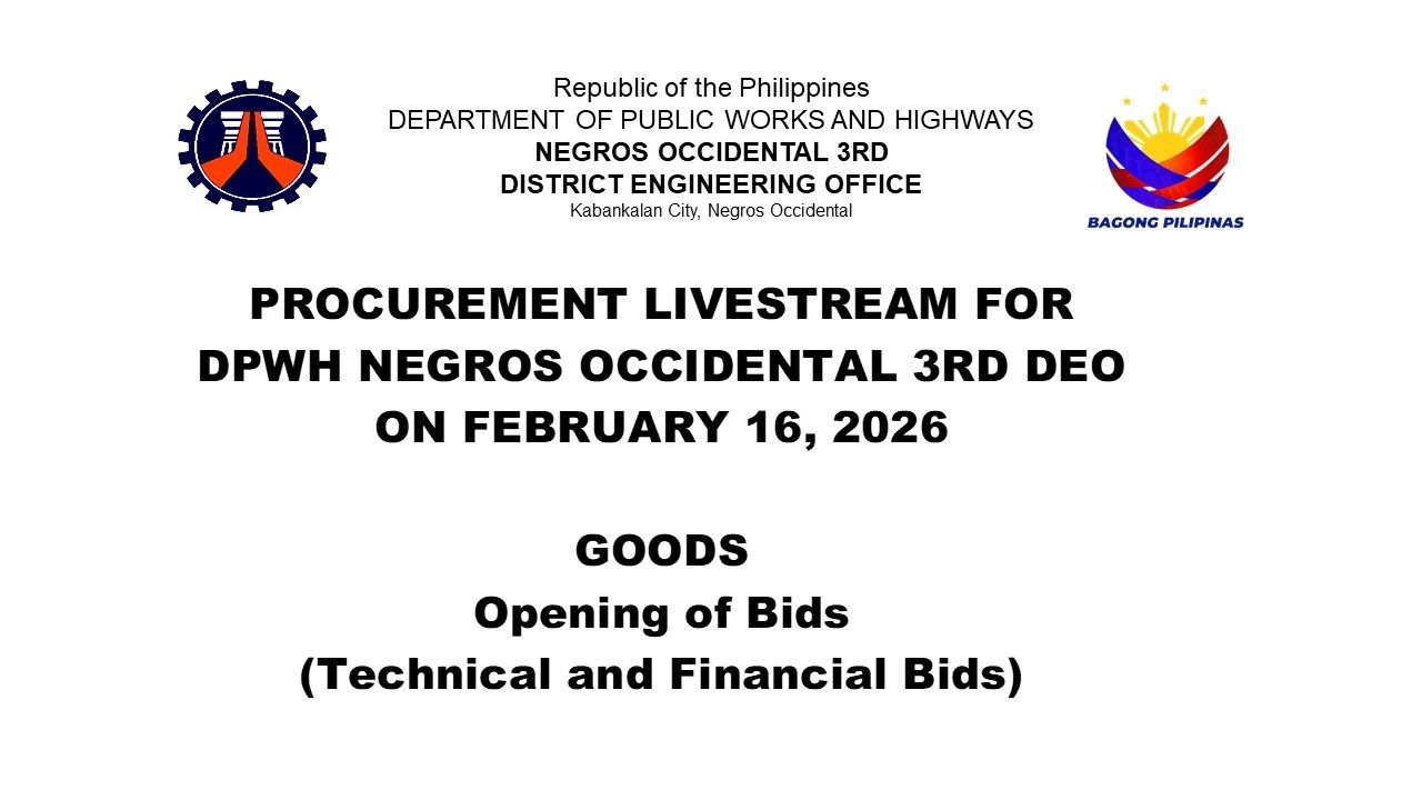 Procurement Livestream for DPWH Negros Occidental 3rd DEO on February 16, 2026