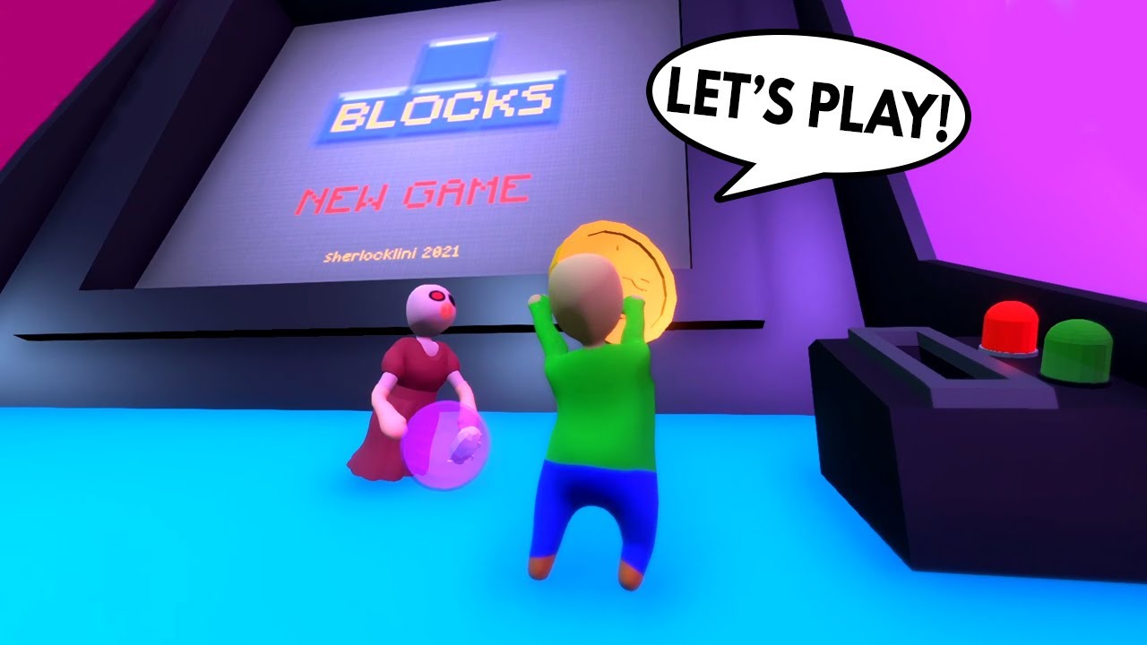 BALDI AND PIGGY PLAYING ARCADE GAMES in HUMAN FALL FLAT
